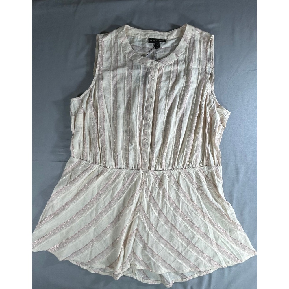 Lane Bryant sleeveless top womens size 20 off white mauve metallic accents NWT